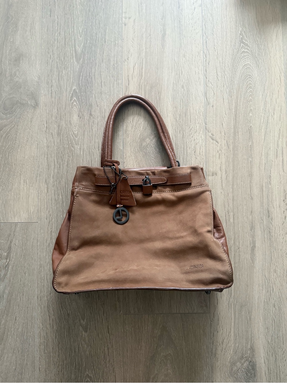 L. Credi Brown Leather Tote Bag